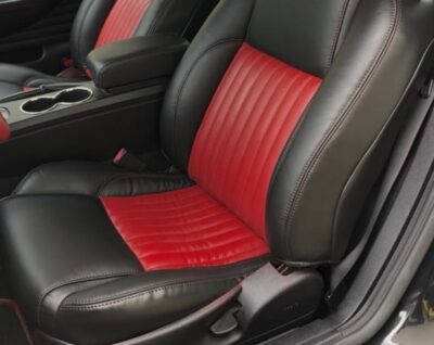 2004 Thunderbird seat covers black ink with torch red perforated inserts